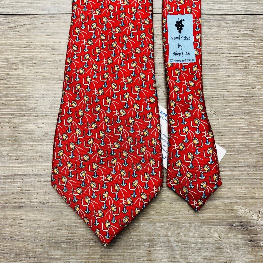 Vineyard Vines Boys Red Silk Football Goalpost Novelty Tie NWT